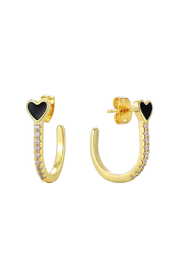 18K Gold Plated Dainty Zirconia Hoop Earrings for Women Heart Enamel Earrings Gold Jewelry Lightweight For Daily Wear Valentine's Day Gifts Fast Delivery Local Warehouse