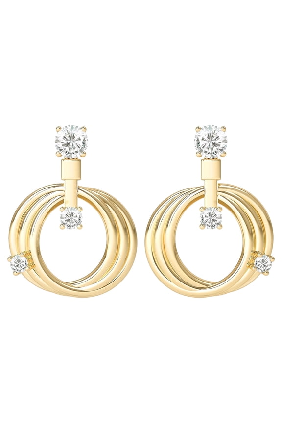 18K Gold Plated Drop and Hoop Earrings for Women Earrings with CZ Crystal Birthday Valentines Day Jewelry Gifts Mom Adults Wife Female