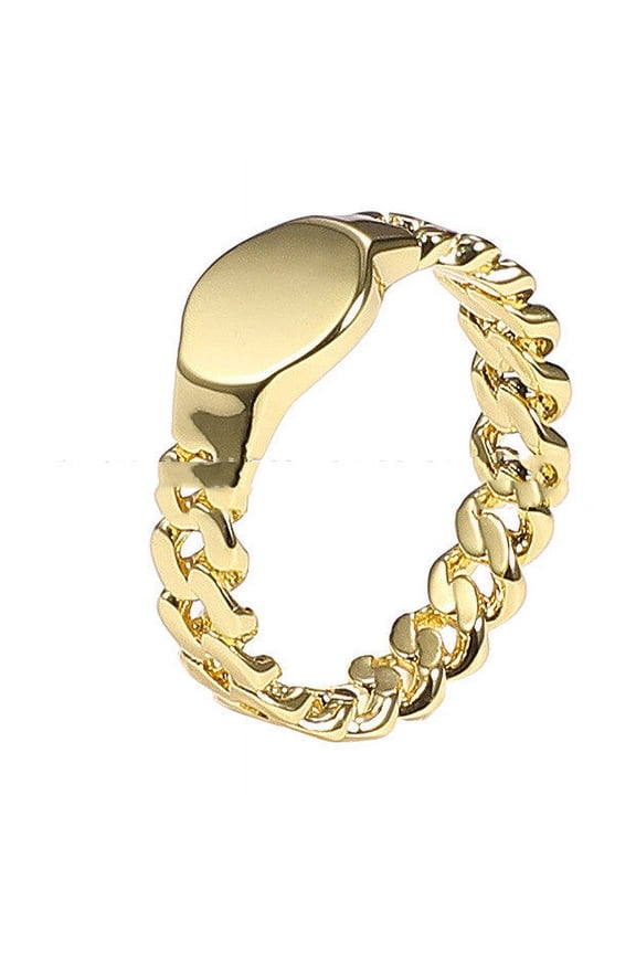 Womens 18K Gold Plated Chain Ring European Fashion Jewelry for Index Finger Environmentally Friendly Copper Ring Gift