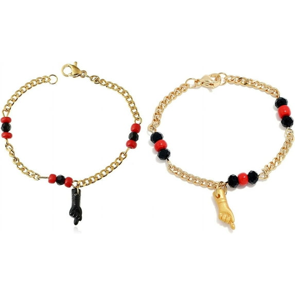18K Gold Plated Figa Gesture Hand Pendant Azabache Chain Bracelet Anklet Baby Hand Good Luck Charm Amulet Protection Jewelry for Women Girl
