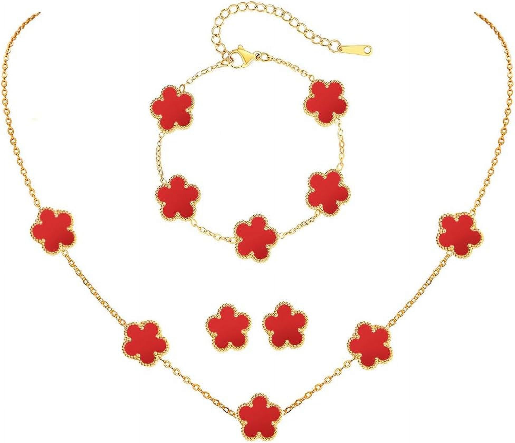 18K Gold Plated Five Leaf Grass Bracelet Link Bracelets Four Leaf