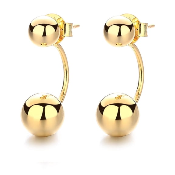 18K Gold Plated Front to Back Ball Earrings