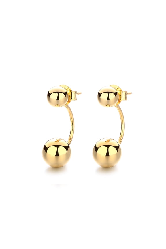 18K Gold Plated Front to Back Ball Earrings