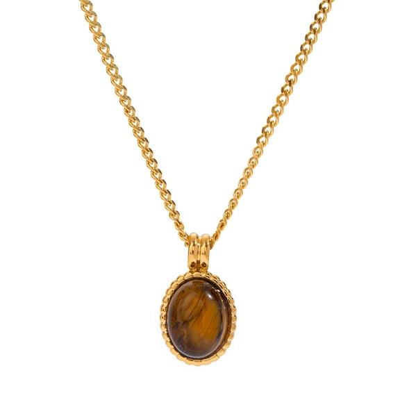 18K Gold Plated Gemstone Women Pendant Necklace Dainty Link Chain Necklaces for Women Ruby Amber Gemstone Pendants