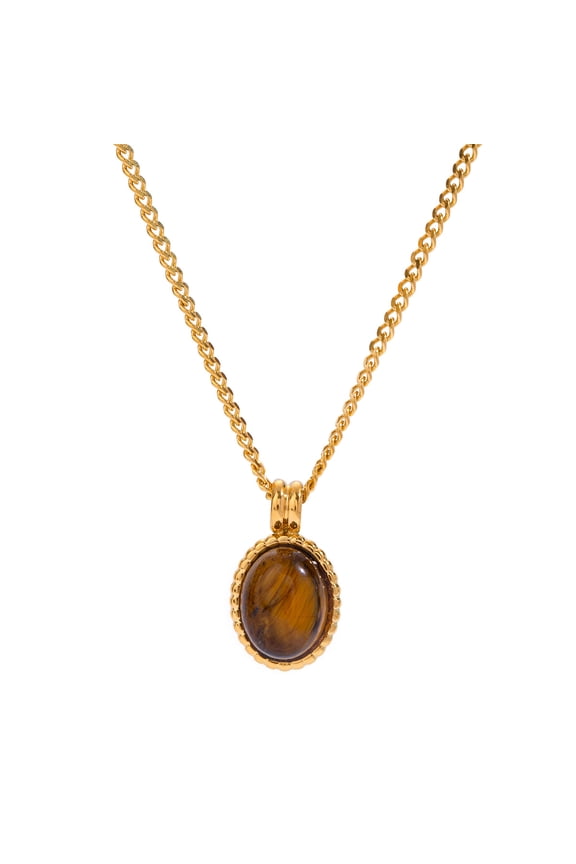 18K Gold Plated Gemstone Women Pendant Necklace Dainty Link Chain Necklaces for Women Ruby Amber Gemstone Pendants