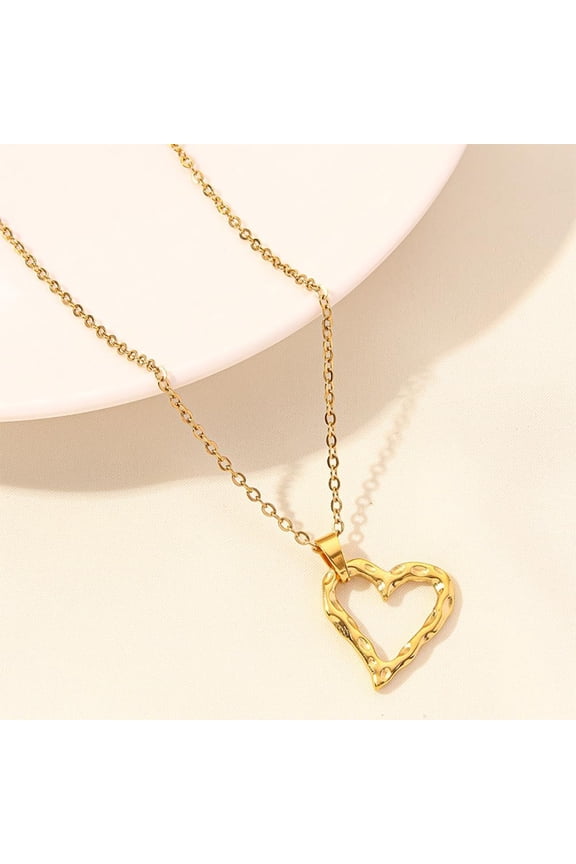 18K Gold Plated Heart Necklace Heart Necklace Stainless Steel Cute Dainty Love Pendant Necklaces