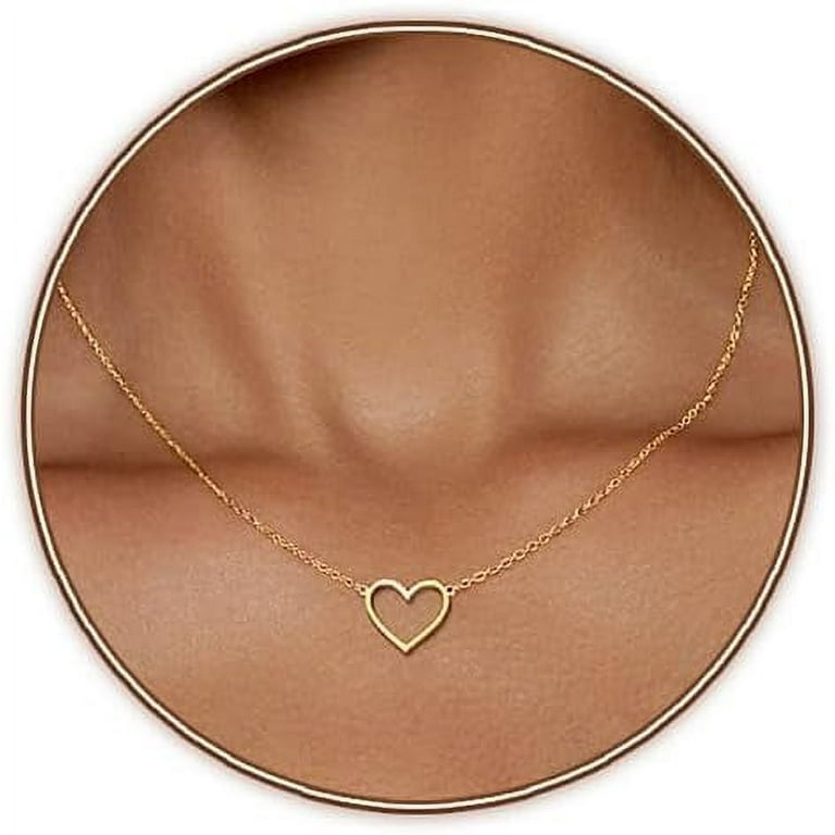 18K Gold Plated Heart Necklace for Teen Girls Cute and Trendy Open Heart Choker Dainty Jewelry for All Occasions Walmart