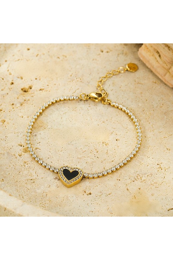 18K Gold-Plated Heart Pendant Cubic Zirconia Bracelet MONMONDAY Brand Exclusive Unique Jewelry for Women, Perfect Gift for Holidays and Festivals