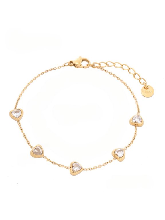 18K Gold-Plated Heart Pendant Cubic Zirconia Bracelet MONMONDAY Brand Exclusive Unique Jewelry for Women, Perfect Gift for Holidays and Festivals