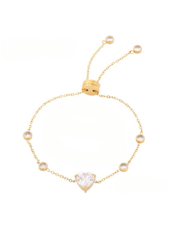 18K Gold-Plated Heart Pendant Cubic Zirconia Bracelet MONMONDAY Brand Exclusive Unique Jewelry for Women, Perfect Gift for Holidays and Festivals