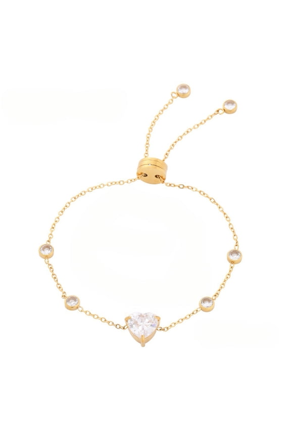 18K Gold-Plated Heart Pendant Cubic Zirconia Bracelet MONMONDAY Brand Exclusive Unique Jewelry for Women, Perfect Gift for Holidays and Festivals
