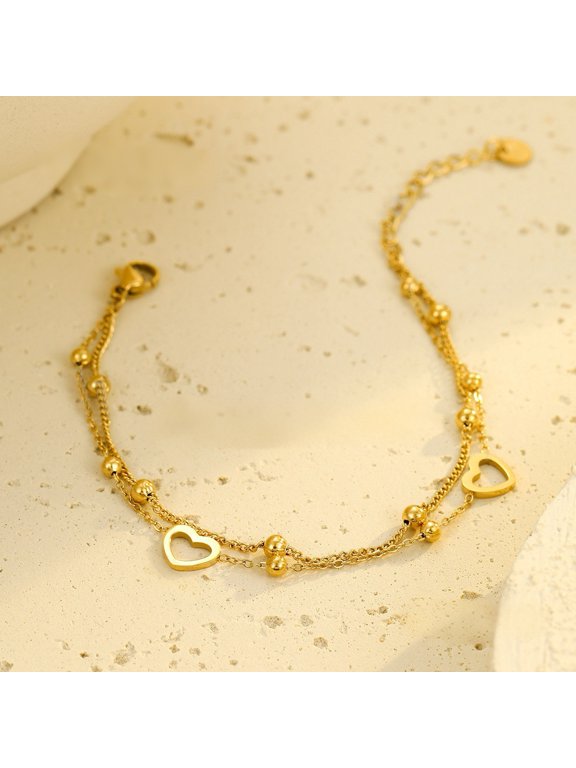 18K Gold-Plated Heart Pendant Cubic Zirconia Bracelet MONMONDAY Brand Exclusive Unique Jewelry for Women, Perfect Gift for Holidays and Festivals