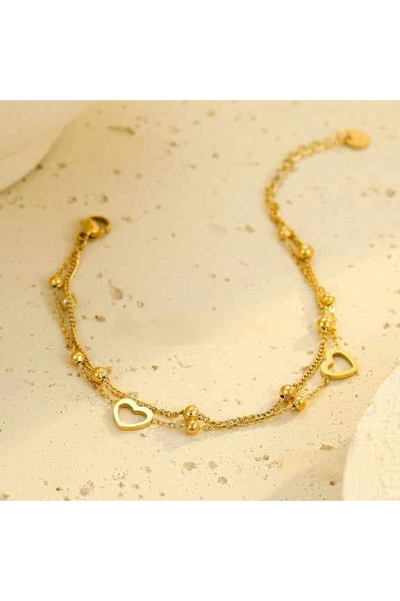 18K Gold-Plated Heart Pendant Cubic Zirconia Bracelet MONMONDAY Brand Exclusive Unique Jewelry for Women, Perfect Gift for Holidays and Festivals