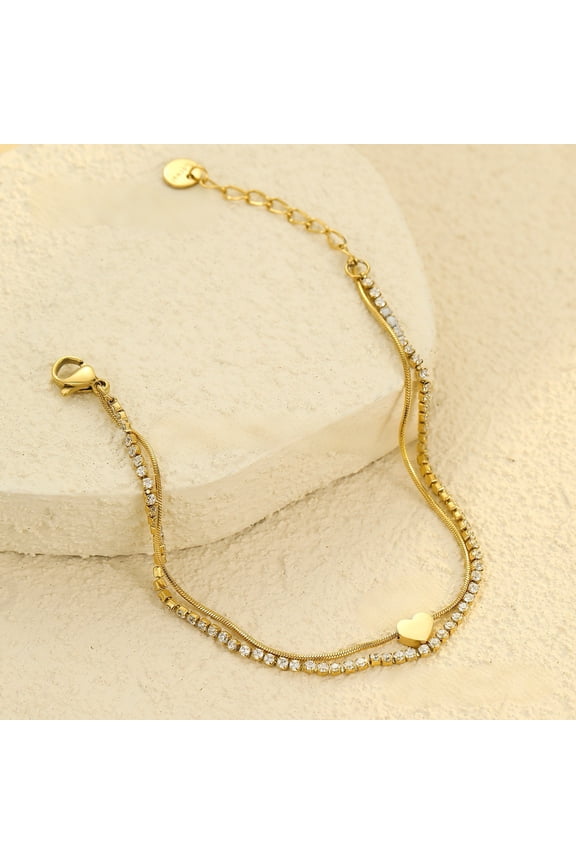 18K Gold-Plated Heart Pendant Cubic Zirconia Bracelet MONMONDAY Brand Exclusive Unique Jewelry for Women, Perfect Gift for Holidays and Festivals