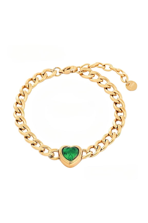 18K Gold-Plated Heart Pendant Cubic Zirconia Bracelet — MONMONDAY Brand Exclusive Unique Jewelry for Women, Perfect Gift for Holidays and Festivals