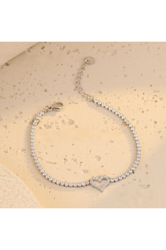 18K Gold-Plated Heart Pendant Cubic Zirconia Bracelet MONMONDAY Brand Exclusive Unique Jewelry for Women, Perfect Gift for Holidays and Festivals