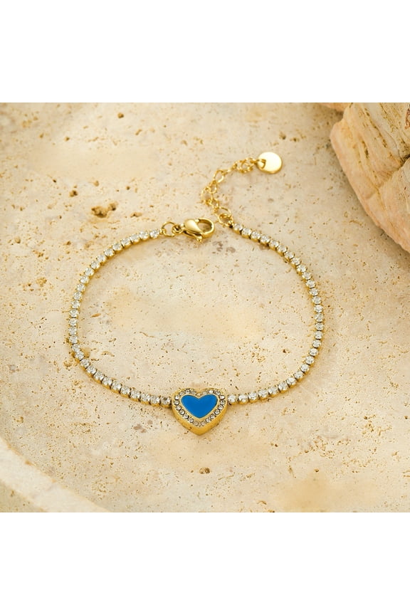 18K Gold-Plated Heart Pendant Cubic Zirconia Bracelet MONMONDAY Brand Exclusive Unique Jewelry for Women, Perfect Gift for Holidays and Festivals