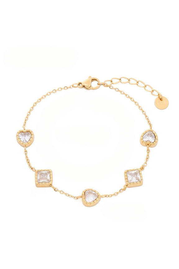 18K Gold-Plated Heart Pendant Cubic Zirconia Bracelet MONMONDAY Brand Exclusive Unique Jewelry for Women, Perfect Gift for Holidays and Festivals