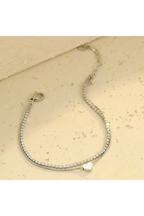 18K Gold-Plated Heart Pendant Cubic Zirconia Bracelet MONMONDAY Brand Exclusive Unique Jewelry for Women, Perfect Gift for Holidays and Festivals