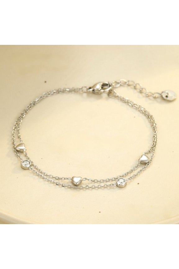 18K Gold-Plated Heart Pendant Cubic Zirconia Bracelet — MONMONDAY Brand Exclusive Unique Jewelry for Women, Perfect Gift for Holidays and Festivals