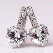 FESHIONN IOBI 18K Gold Plated Heart Shaped Diamond CZ Solitaire Hoop Earrings For Woman