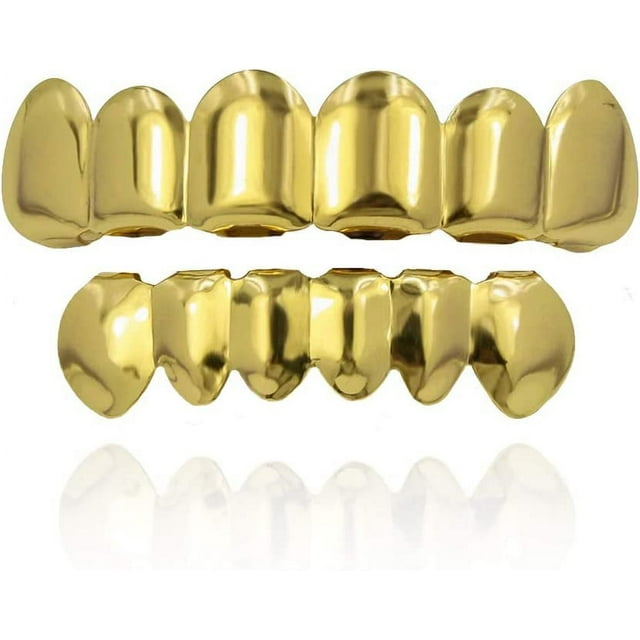 18K Gold Plated Hip Hop Removeable Mouth Grillz Set Removeable Fake