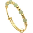 thumbnail image 1 of 18K Gold Plated Jewelry Faux Jade Bead Stone Bracelet Adjustable Cuff Bracelet, 1 of 7