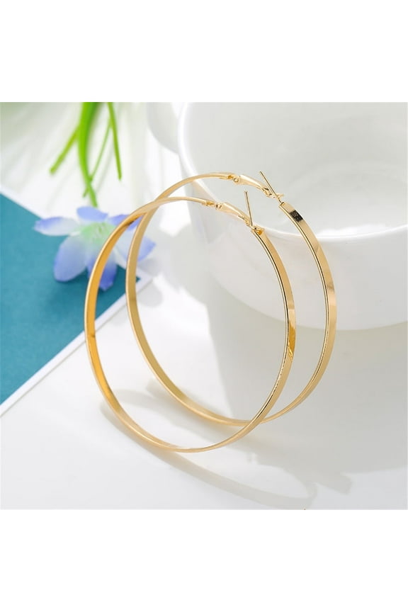 Fashion 18K Gold Plated Large Hoop Earring with Omega Closure