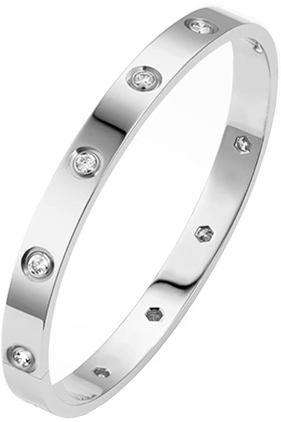 18K Gold Plated Love Friendship Bracelet with Cubic Zirconia Stones Bangle Cuff Best Gifts with Crystal for Mother's Day Valentine's Day Wedding Couples and Birthdays