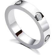 18K Gold Plated Love Friendship Ring Stainless Steel Zircon Band Ring for Women Men