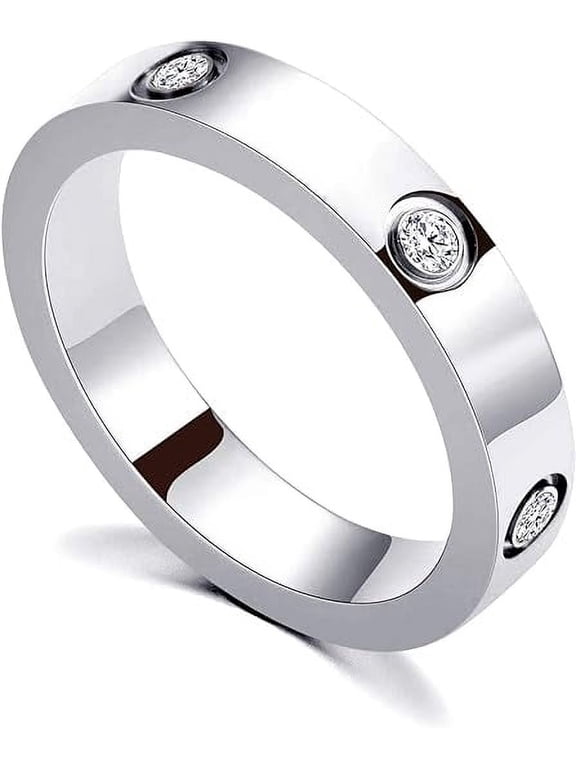18K Gold Plated Love Friendship Ring Stainless Steel Zircon Band Ring for Women Men