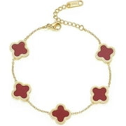 FODIMON 18K Gold Plated Lucky Clover Bracelet for Women Adjustable Fashion Bracelet Jewelry Birthday Gifts for Women Girls
