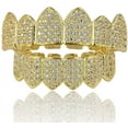 thumbnail image 1 of 18K Gold Plated Macro Pave CZ Iced-Out Grillz with Extra Molding Bars Included E, 1 of 4