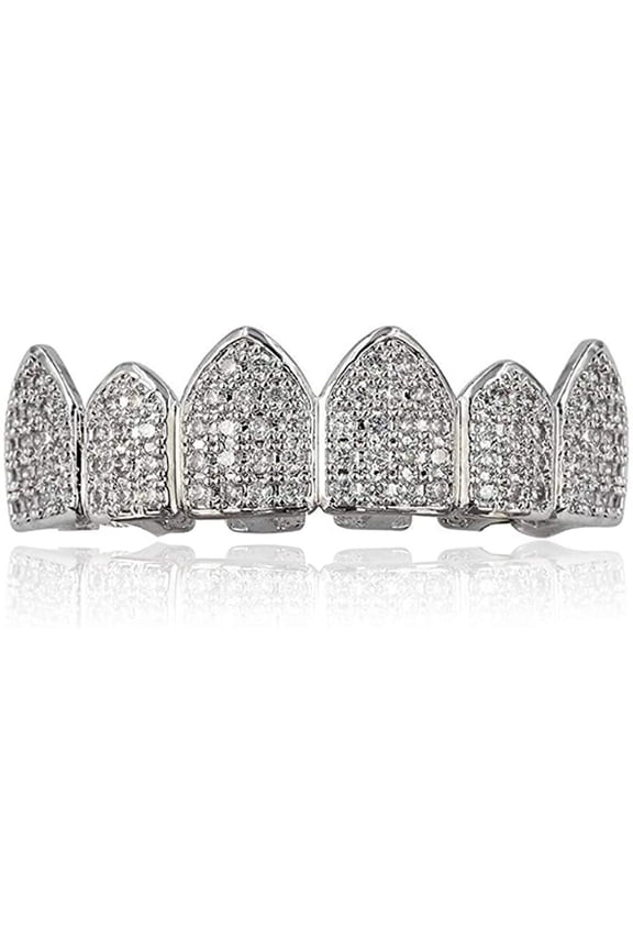 18K Gold Plated Macro Pave CZ Iced-Out Grillz with Extra Molding Bars Included