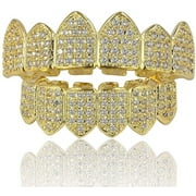 18K Gold Plated Macro Pave CZ Iced-Out Grillz with Extra Molding Bars Included