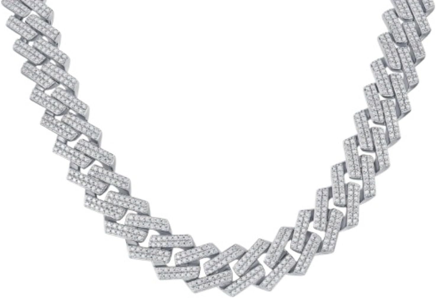 18K Gold Plated Moissanite Necklace Mens Lab Grown Diamond Chain Gold Necklace for Wedding Sterling Silver Moissanite Chain Diamond Cuban Chain Necklace Diamond Necklace for Mens