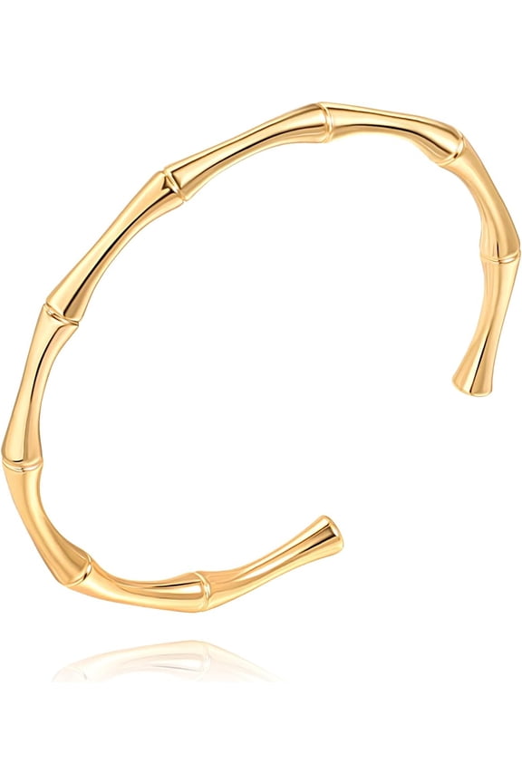 18K Gold Plated Open Bangle Cuff Link Chain Bracelets Dainty Bead Ball Chain Boho Cuff Bangle Bracelets Handemade Jewelry for Women