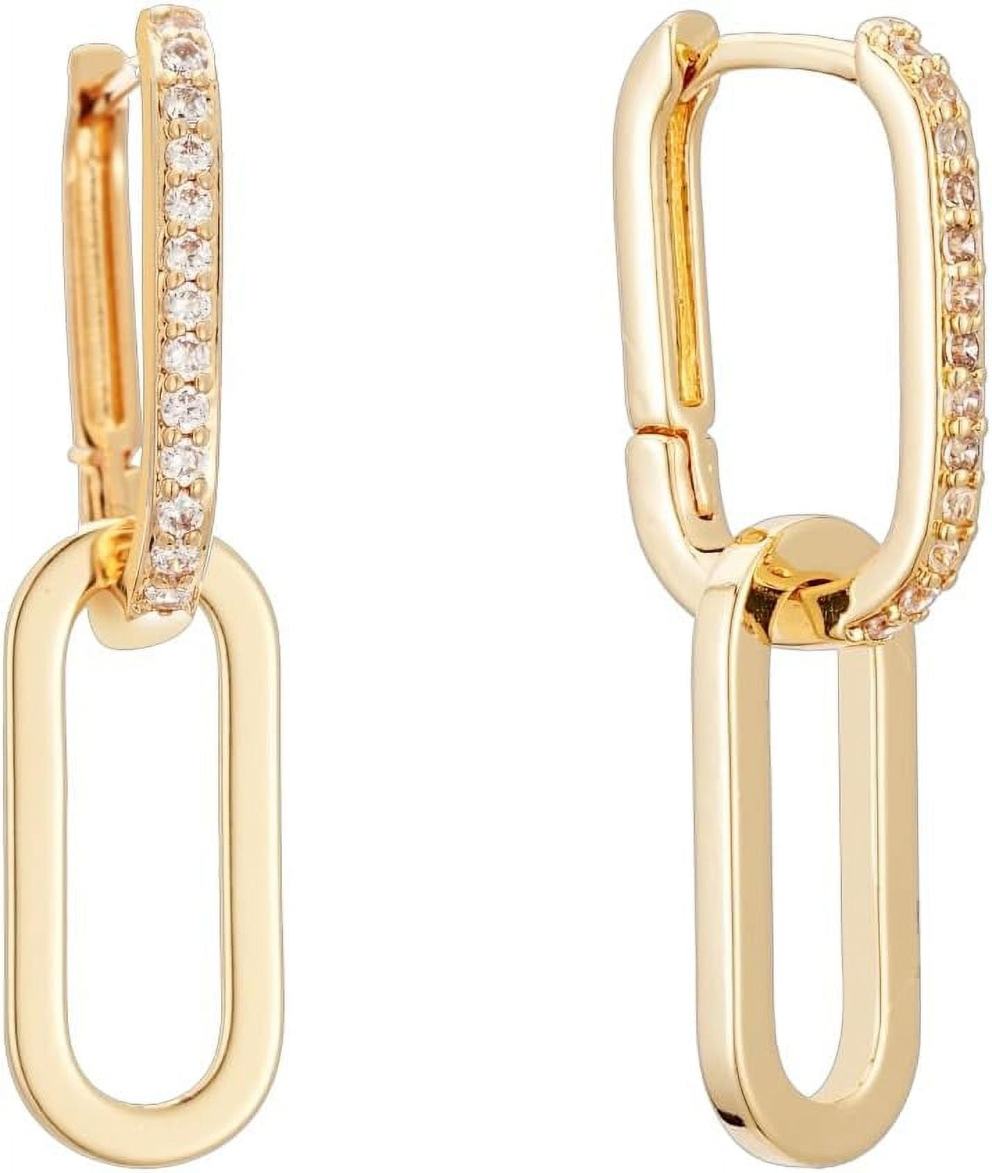Women's Gold Paperclip Link Statement Earrings - Hypoallergenic Gold Plated Retro Chain Dangle Earrings