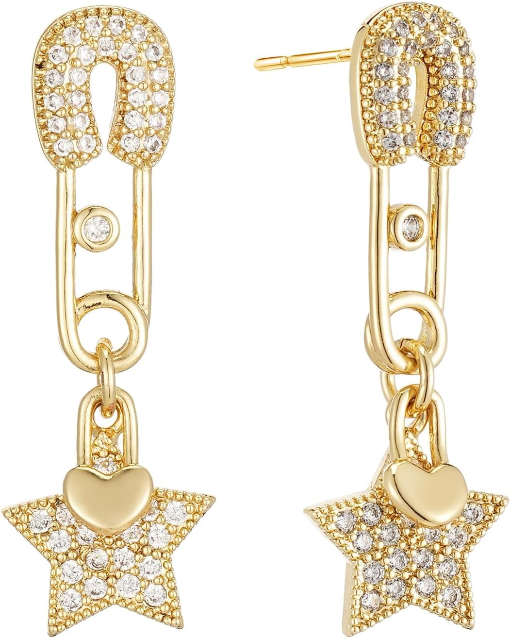 ACECHA Gold Layered Necklaces For Women - 18k Gold Plated Paperclip Chain & Birthstone Pendant