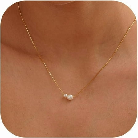 18K Gold Plated Pearl Necklace for Women - Layered Trendy Gold Jewelry Gifts