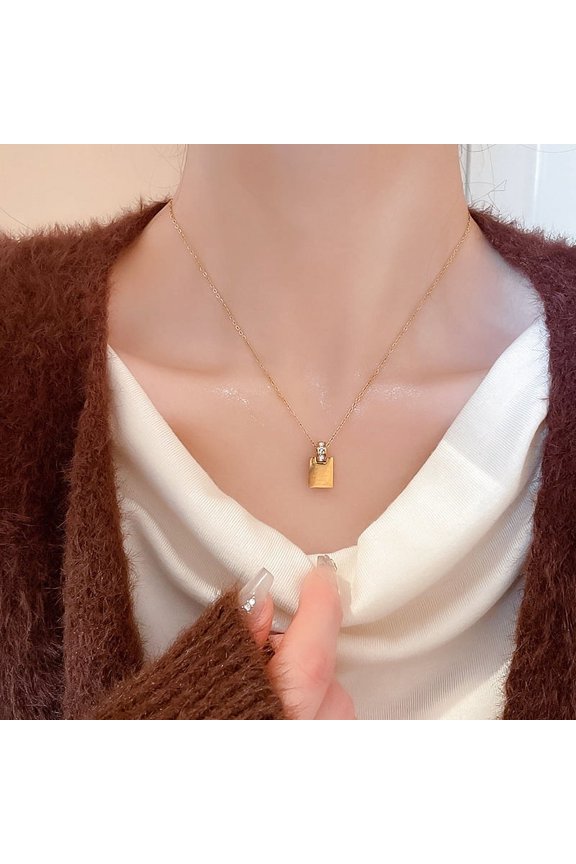 18K Gold Plated Pendant Necklace with Commitment Inscription, Eternal Love Diamond Necklaces with Zircon, Gifts for Lover Jewelry