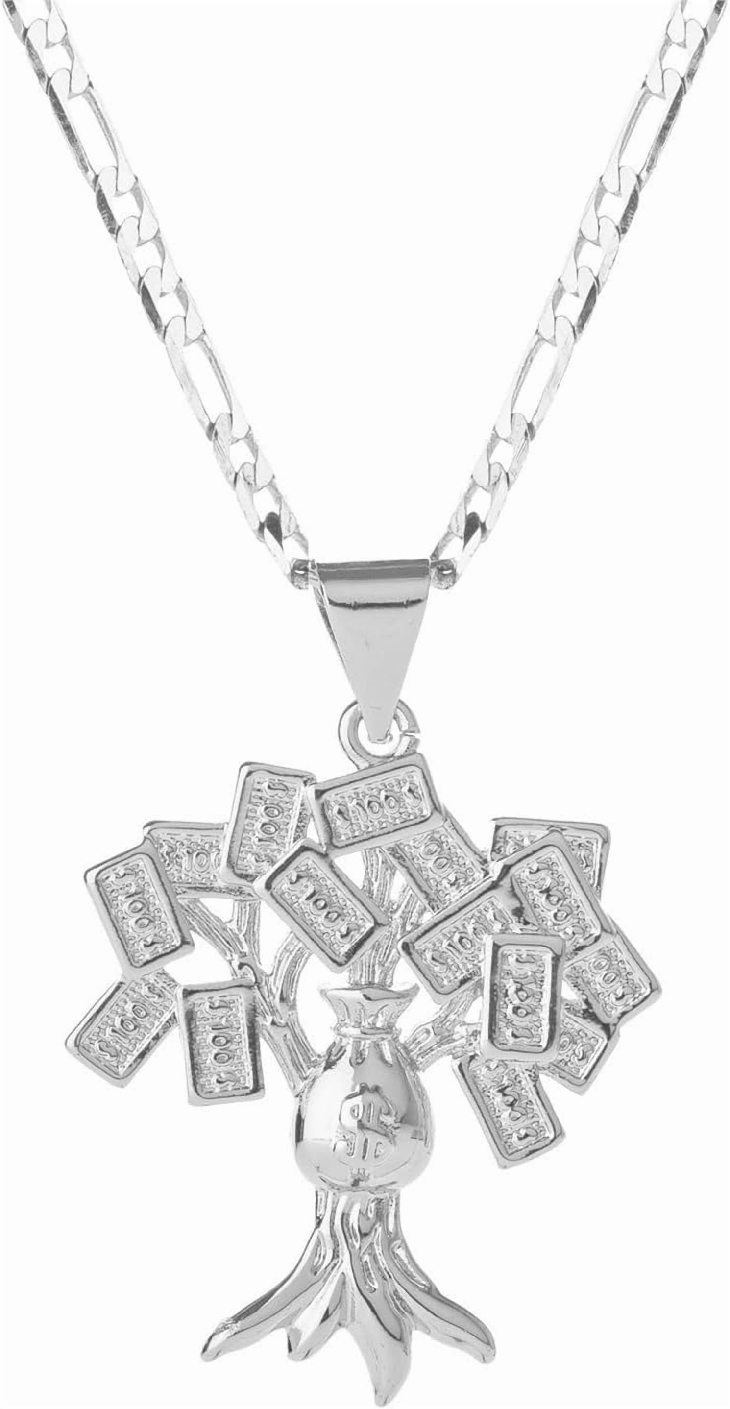 18K Gold Plated Pro 100 Dollar Bill Tree Pendant Necklace for