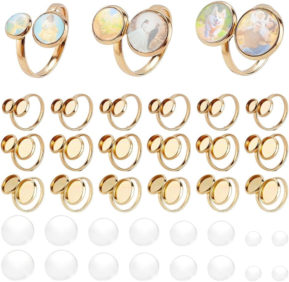 18K Gold Plated Ring Blanks 18pcs Ring Bases Open Cuff Blank Rings 304 ...