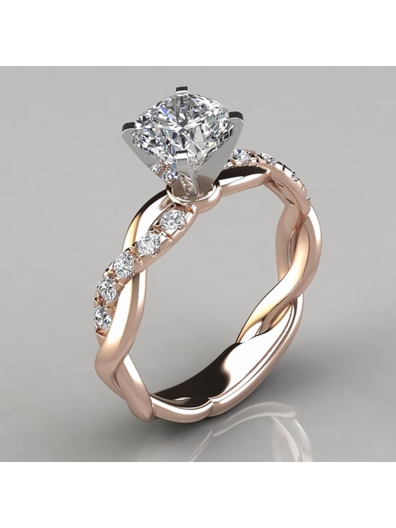 18K Gold Plated Ring Fashion Jewelry Accessory Gift Rings for Women-Rose Gold Color-Size 5