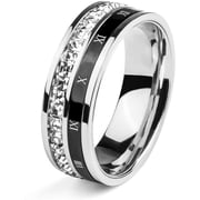 18K Gold Plated Roman Numeral Cubic Zirconia Ring for Women, Square CZ Gold Rings for Men, Spinner Silver Mens Rings Stainless Steel Size 5-13
