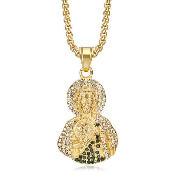 18K Gold Plated Saint Jude Pendant Stainless Steel Necklace for Men ...
