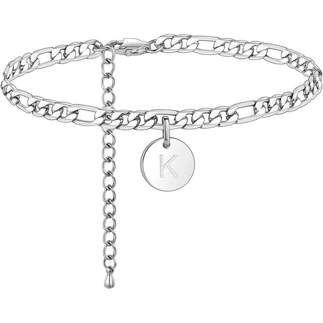 18K Gold Plated/Silver Tone Initial Anklets For Women, Surgical