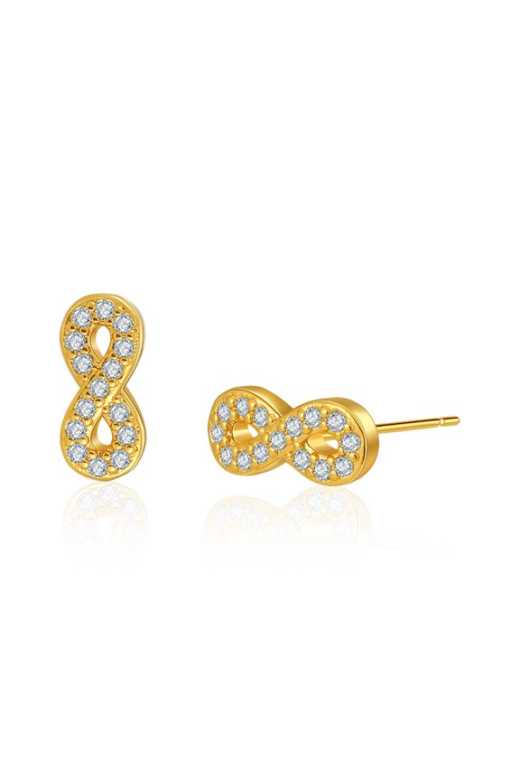 18K Gold-Plated Small And Exquisite Zircon-Encrusted Stud Earrings Light Luxury High-Grade Digital 8-Shape Earrings