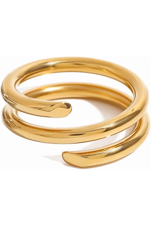 18K Gold Plated Spiral Ring, Silver and Gold Color Stainless Steel Finger Rings For Women,Size #6-10,Fashion Jewelry Gifts For Birthday Anniversary