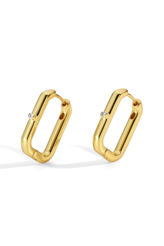 18K Gold Plated Square Hoop Earrings | Geometric Rectangle Gold Hoop Earrings For Women Jewelry Gift